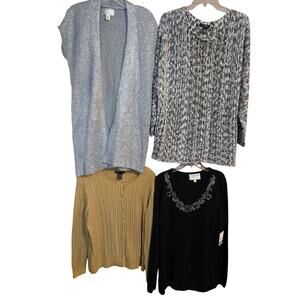 Women's XL 16 18 Sweaters Cardigans Pullovers Vests Wholesale Bulk Lot of 4